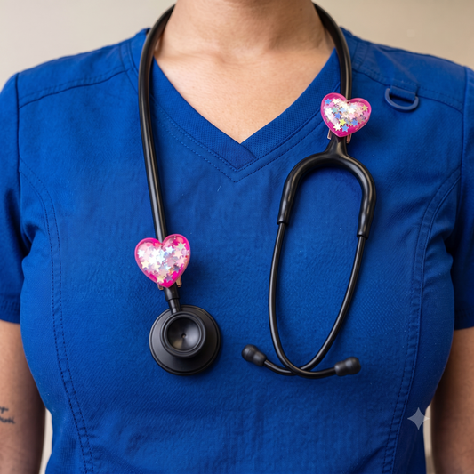 Glittering Multicolor Stethoscope Charms (Heart)
