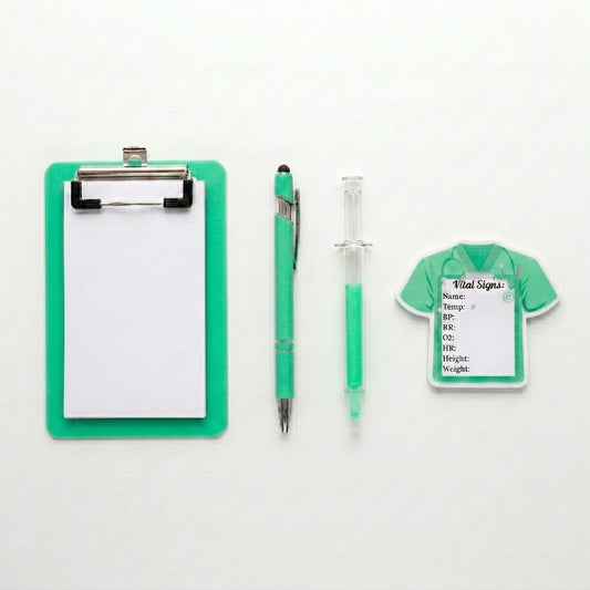 Sticky Note & Pen Set - Sterile Green