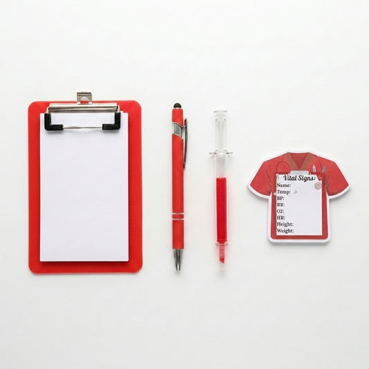 Sticky Note & Pen Set - Rx Red