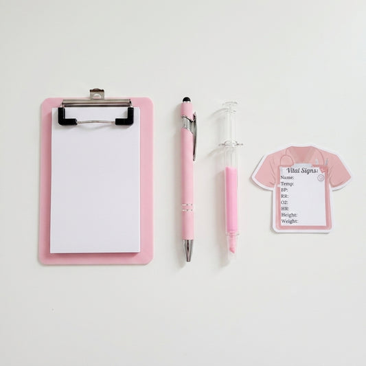 Sticky Note & Pen Set - Patient Pink