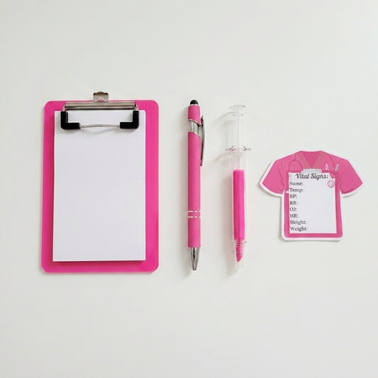 Sticky Note & Pen Set - Pressure Pink
